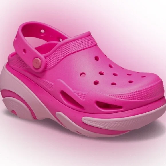 Crocs Bubble Crush Clog size W8 NWT Hot Pink Platform - Picture 4 of 4